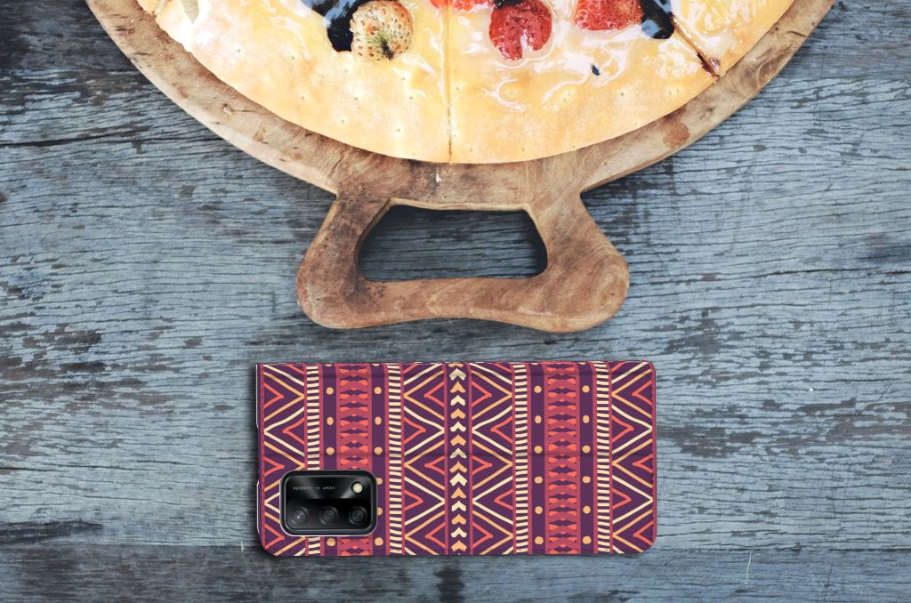 OPPO A74 4G Hoesje met Magneet Aztec Paars - B2C Telecom
