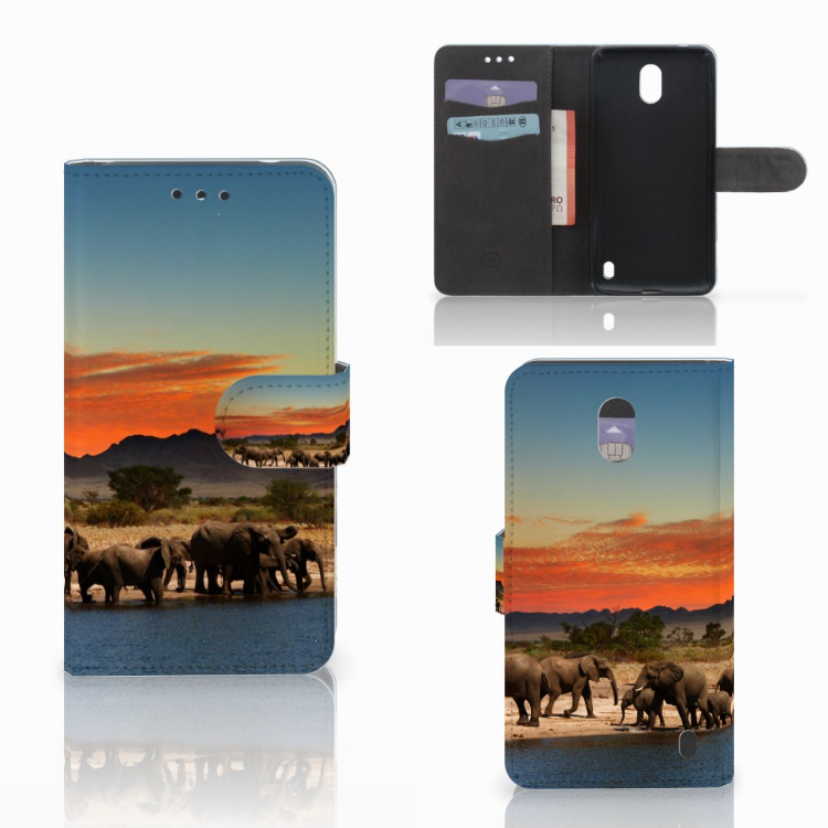 Nokia 2 Telefoonhoesje met Pasjes Olifanten