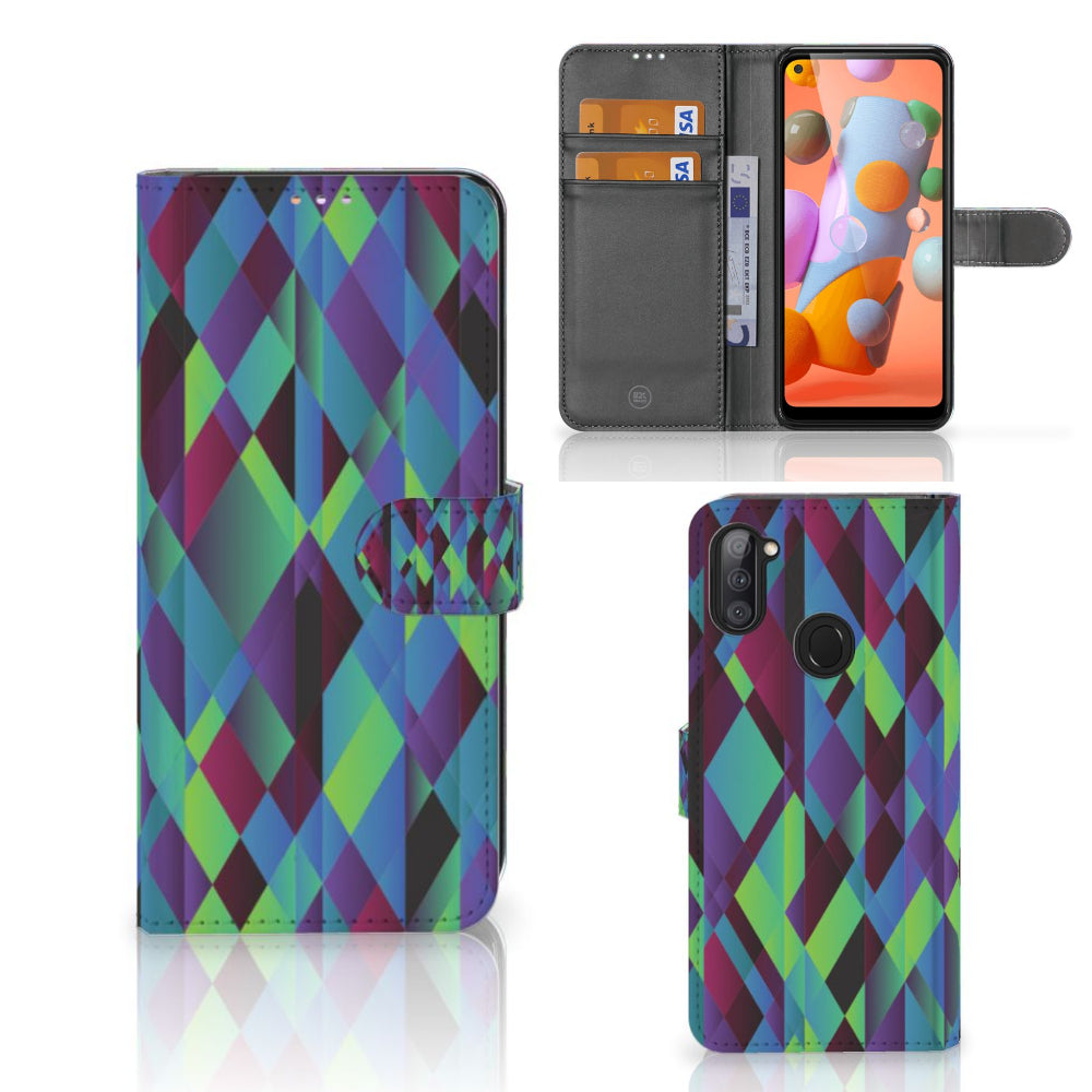 Samsung Galaxy M11 | A11 Book Case Abstract Green Blue