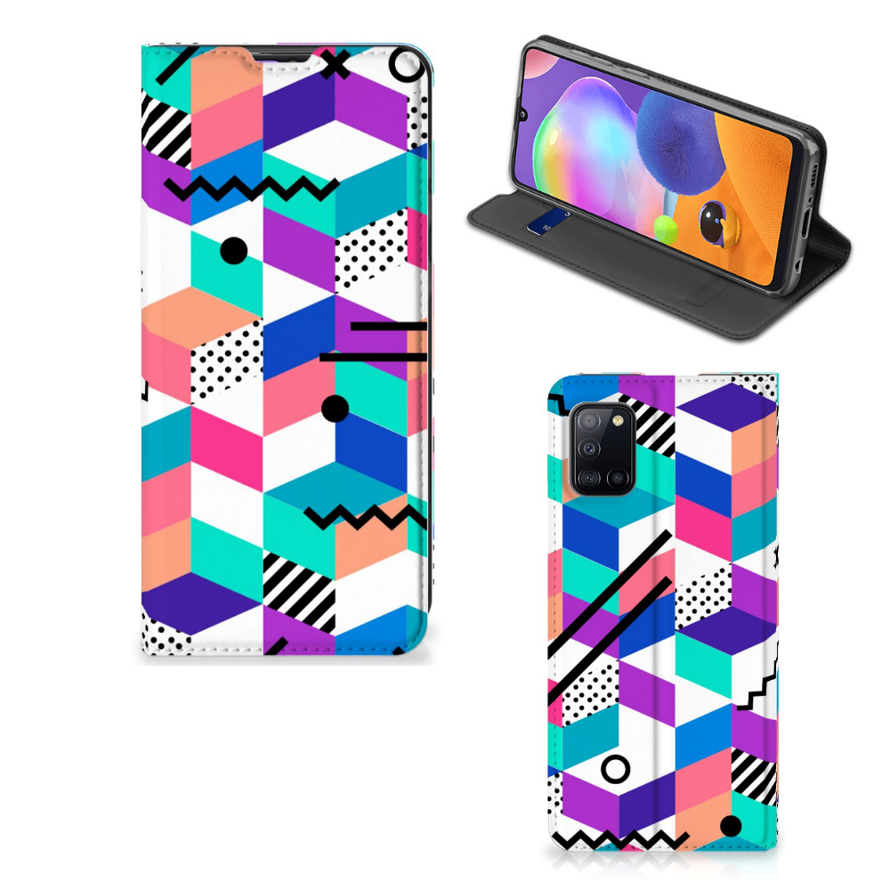 Samsung Galaxy A31 Stand Case Blokken Kleurrijk - B2C Telecom