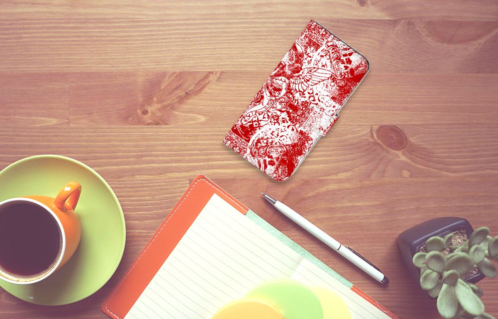 Telefoonhoesje met Naam Samsung Galaxy A31 Angel Skull Rood