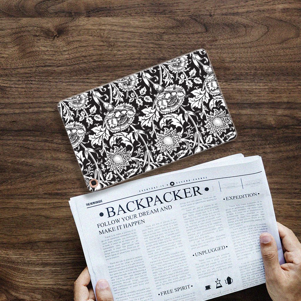 Samsung Galaxy Tab A 10.1 (2019) Siliconen Hoesje Black Flowers