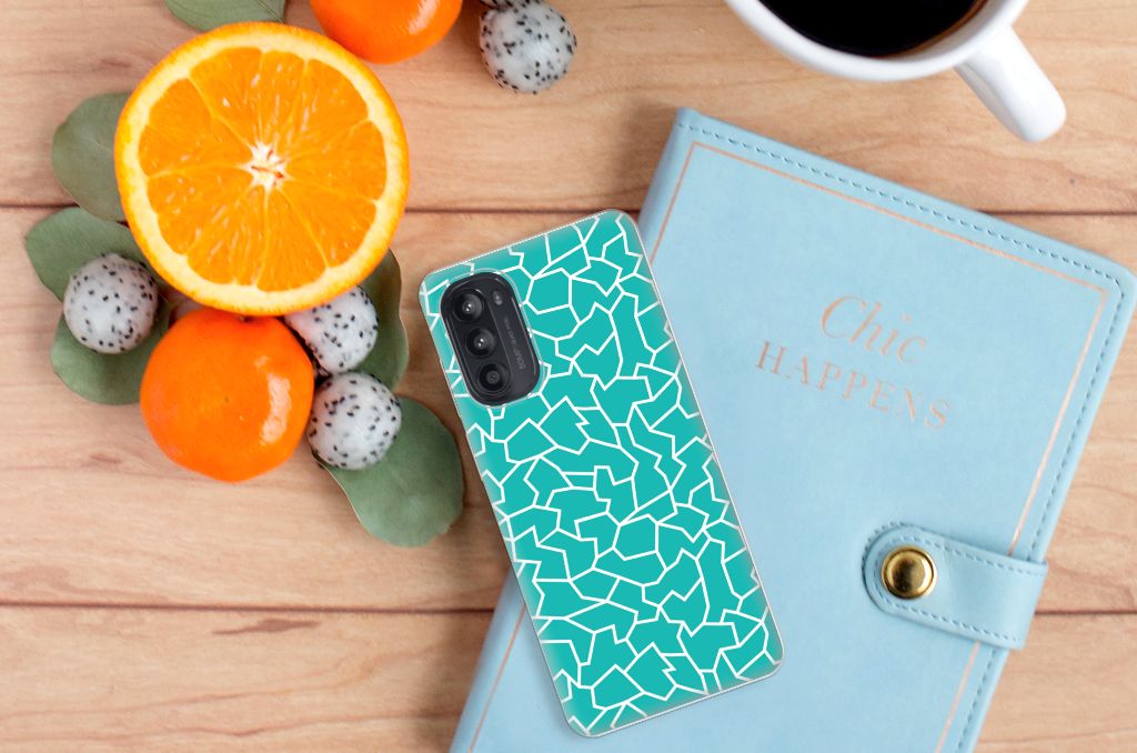 Motorola Moto G52/G82 Hoesje maken Cracks Blue B2C Telecom