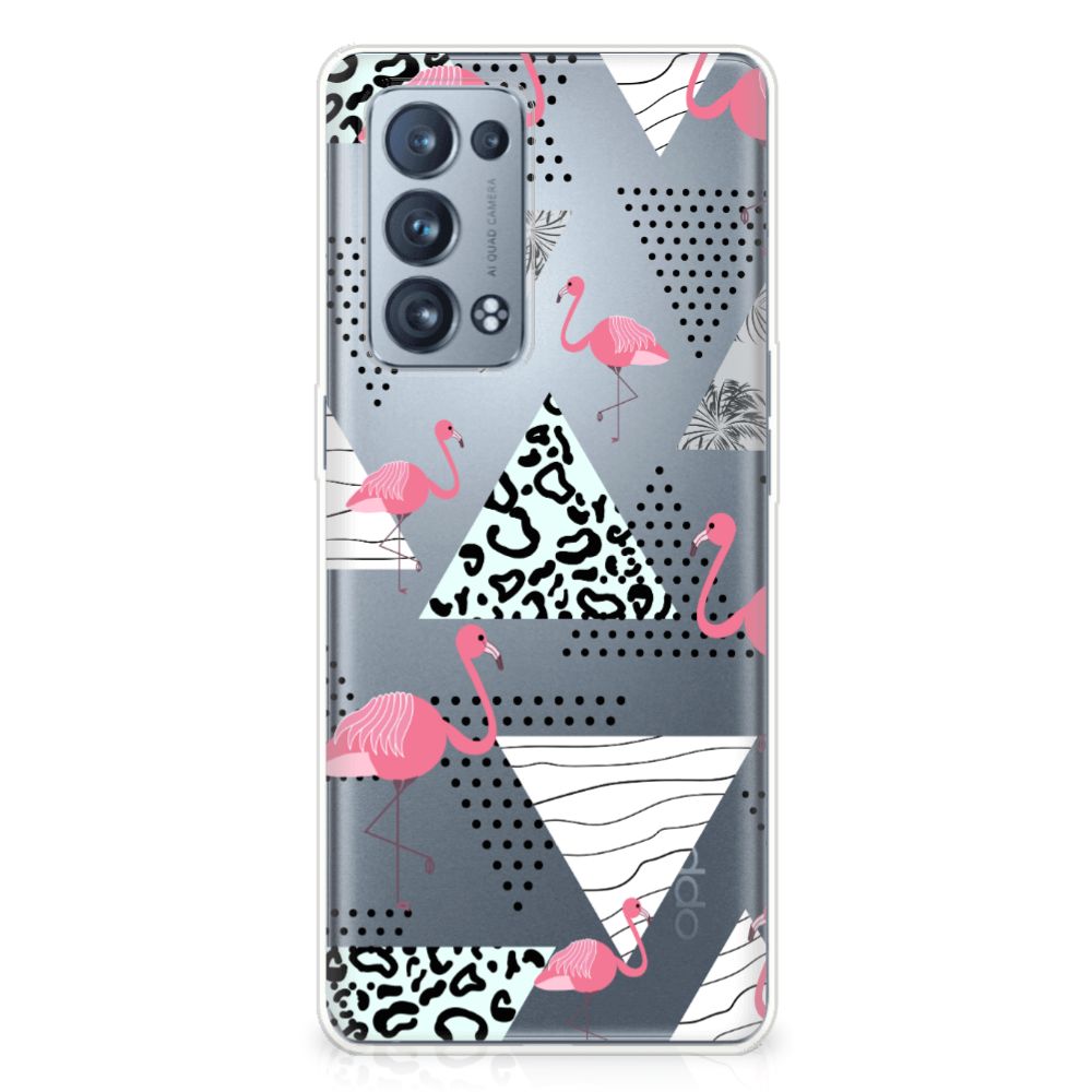 OPPO Reno 6 Pro Plus 5G TPU Hoesje Flamingo Triangle