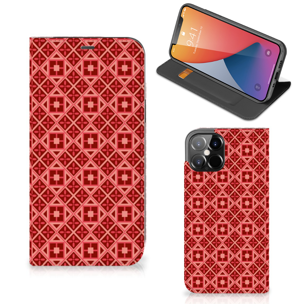 iPhone 12 Pro Max Hoesje met Magneet Batik Rood - B2C Telecom