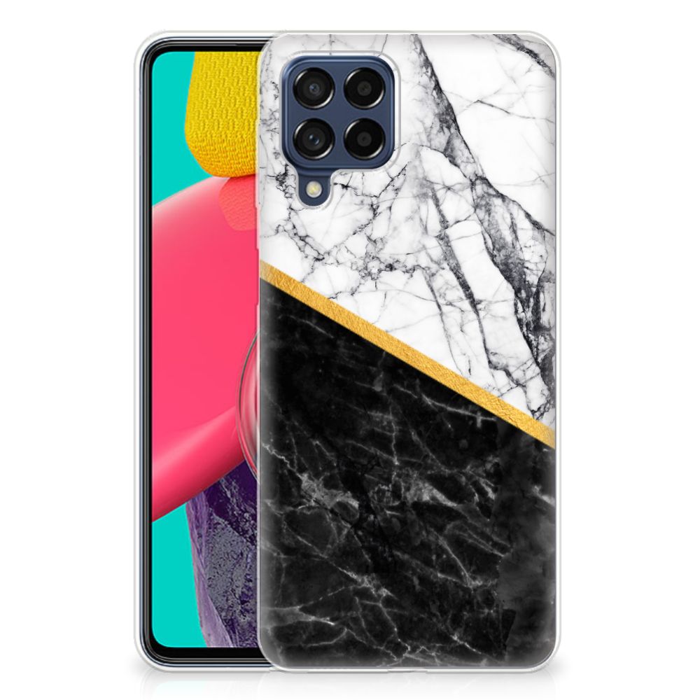 Samsung Galaxy M53 TPU Siliconen Hoesje Marmer Wit Zwart - Origineel Cadeau Man B2C Telecom