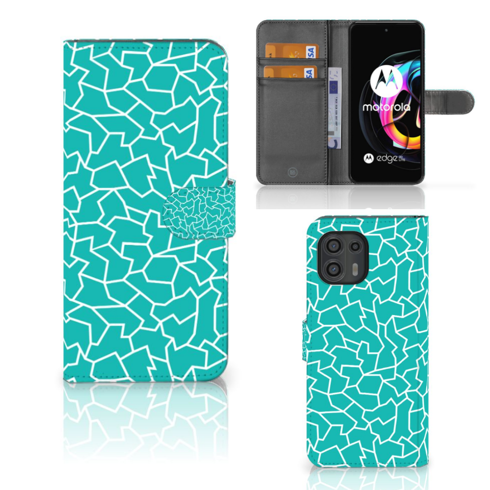 Motorola Edge 20 Lite Hoesje Cracks Blue