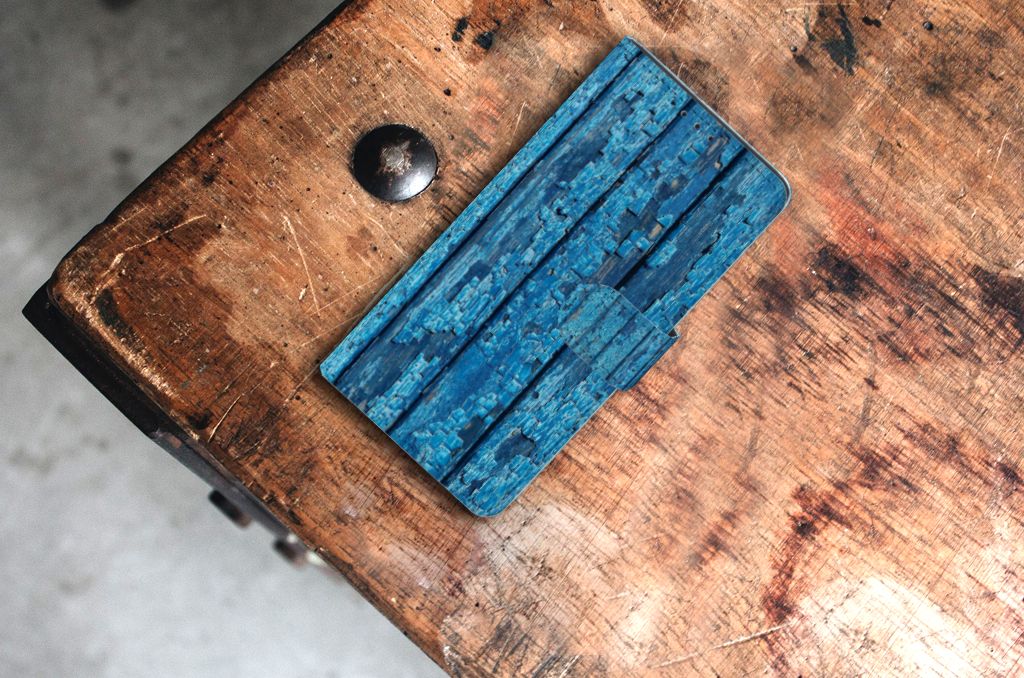 Samsung Xcover Pro Book Style Case Wood Blue