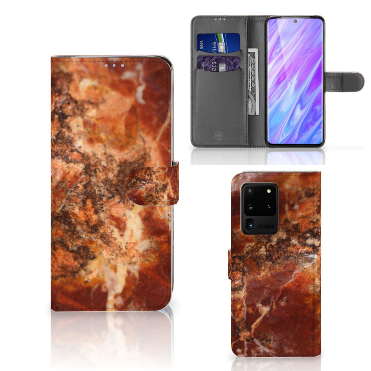 Samsung Galaxy S20 Ultra Bookcase Marmer Bruin