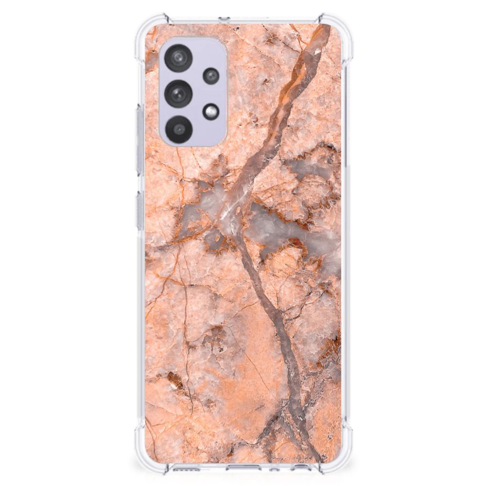 Samsung Galaxy A32 4G | A32 5G Enterprise Editie Anti-Shock Hoesje Marmer Oranje