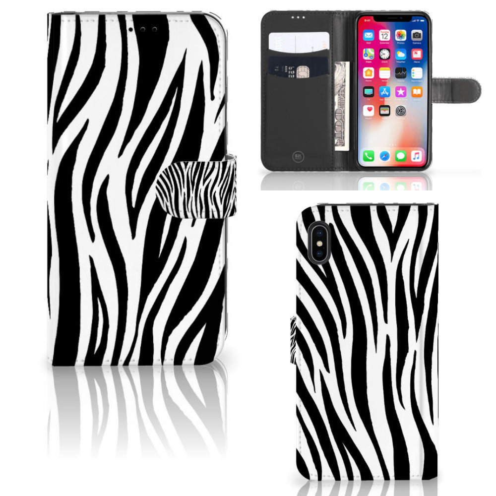 Apple iPhone Xs Max Telefoonhoesje met Pasjes Zebra