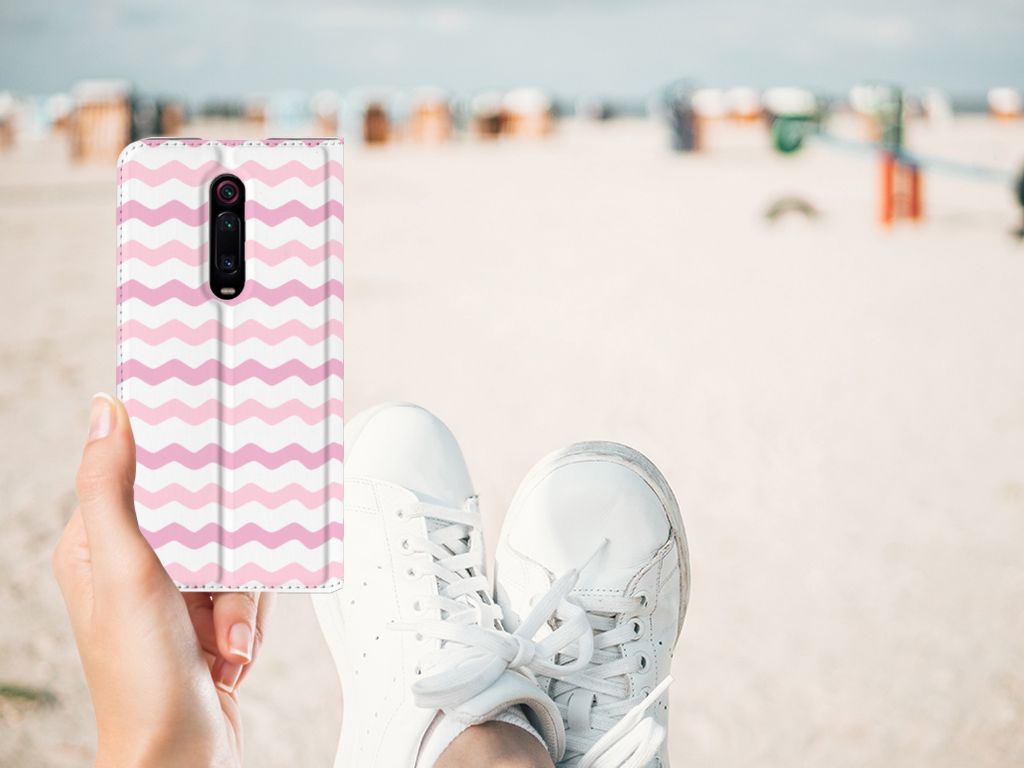 Xiaomi Mi 9T Pro Hoesje met Magneet Waves Roze - B2C Telecom