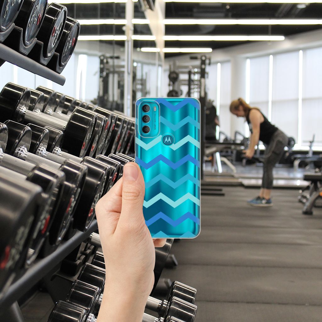 Motorola Moto G71 5G TPU bumper Zigzag Blauw B2C Telecom