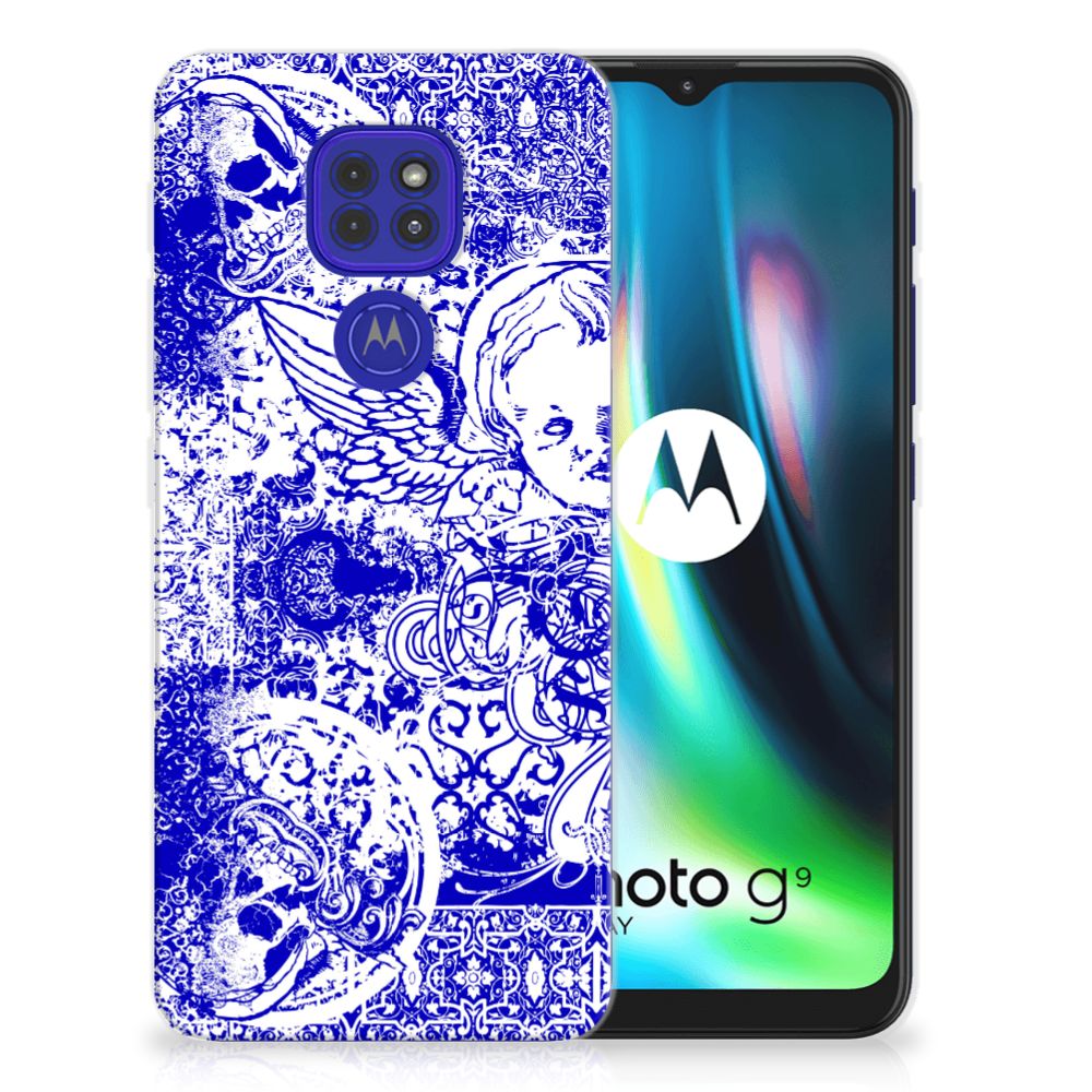 Silicone Back Case Motorola Moto G9 Play | E7 Plus Angel Skull Blauw B2C Telecom