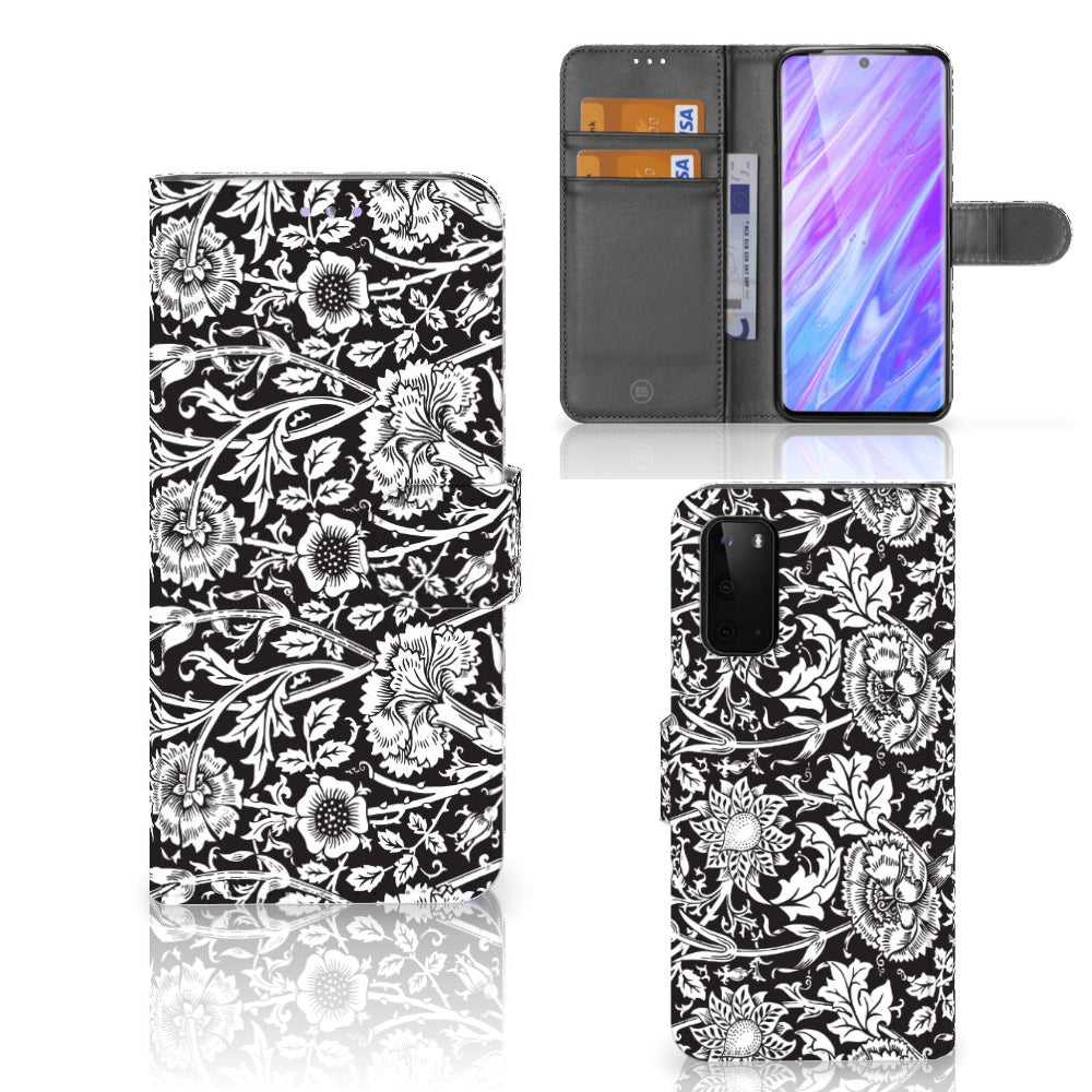 Samsung Galaxy S20 Hoesje Black Flowers