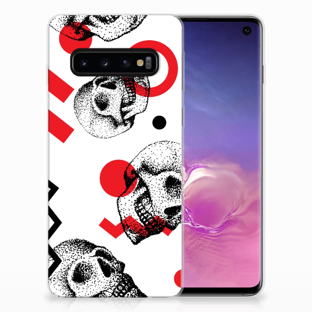 Silicone Back Case Samsung Galaxy S10 Skull Red