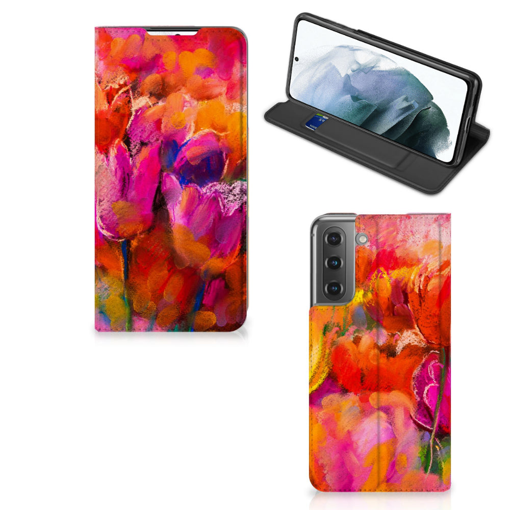 Bookcase Samsung Galaxy S21 FE Tulips