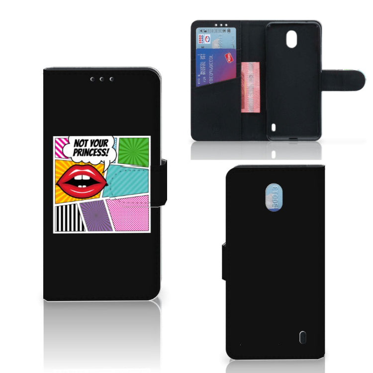 Nokia 1 Plus Wallet Case met Pasjes Popart Princess