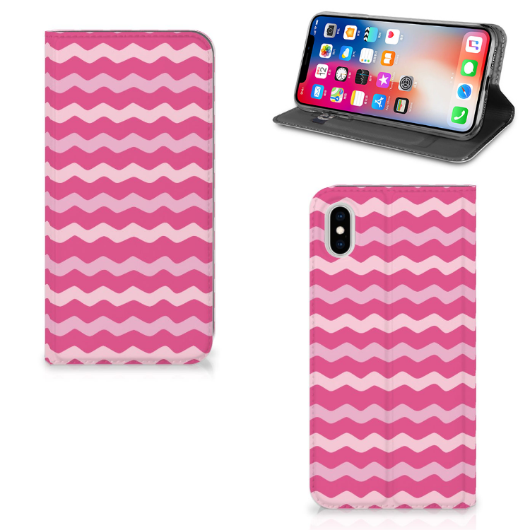 Apple iPhone Xs Max Hoesje met Magneet Waves Pink