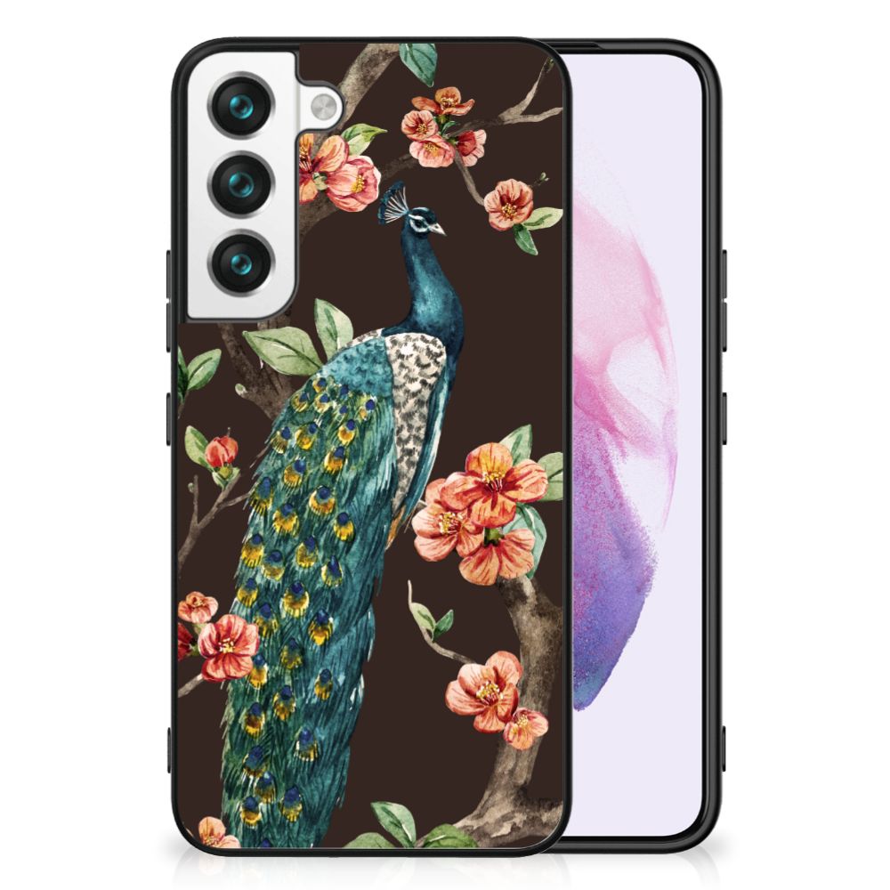 Samsung Galaxy S22 Dierenprint Telefoonhoesje Pauw met Bloemen