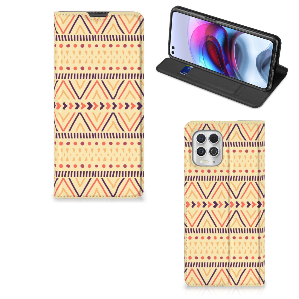 Motorola Moto G100 Hoesje met Magneet Aztec Yellow - B2C Telecom