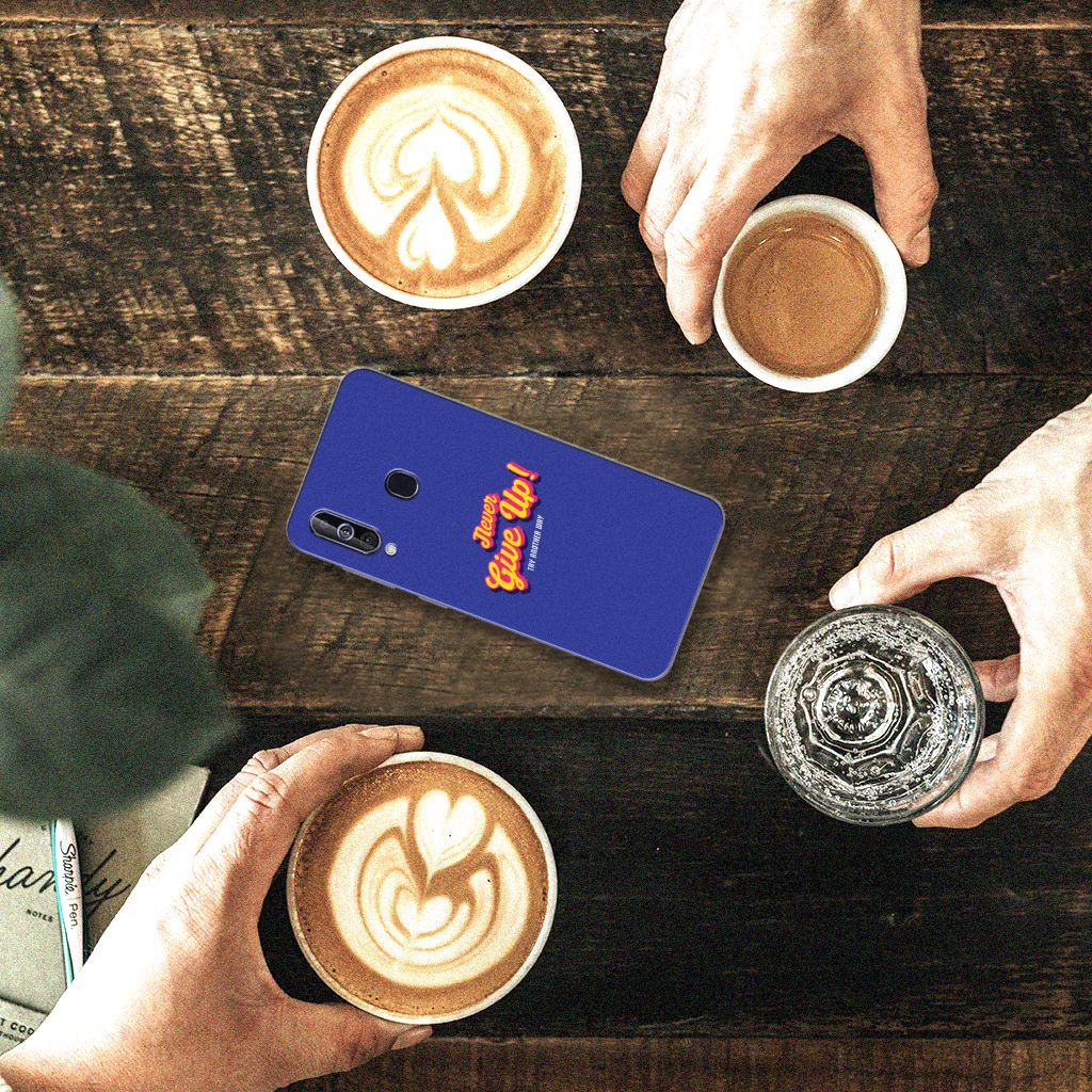 Samsung Galaxy A60 Siliconen hoesje met naam Never Give Up