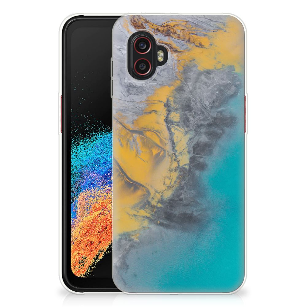 Samsung Galaxy Xcover 6 Pro TPU Siliconen Hoesje Marble Blue Gold B2C Telecom