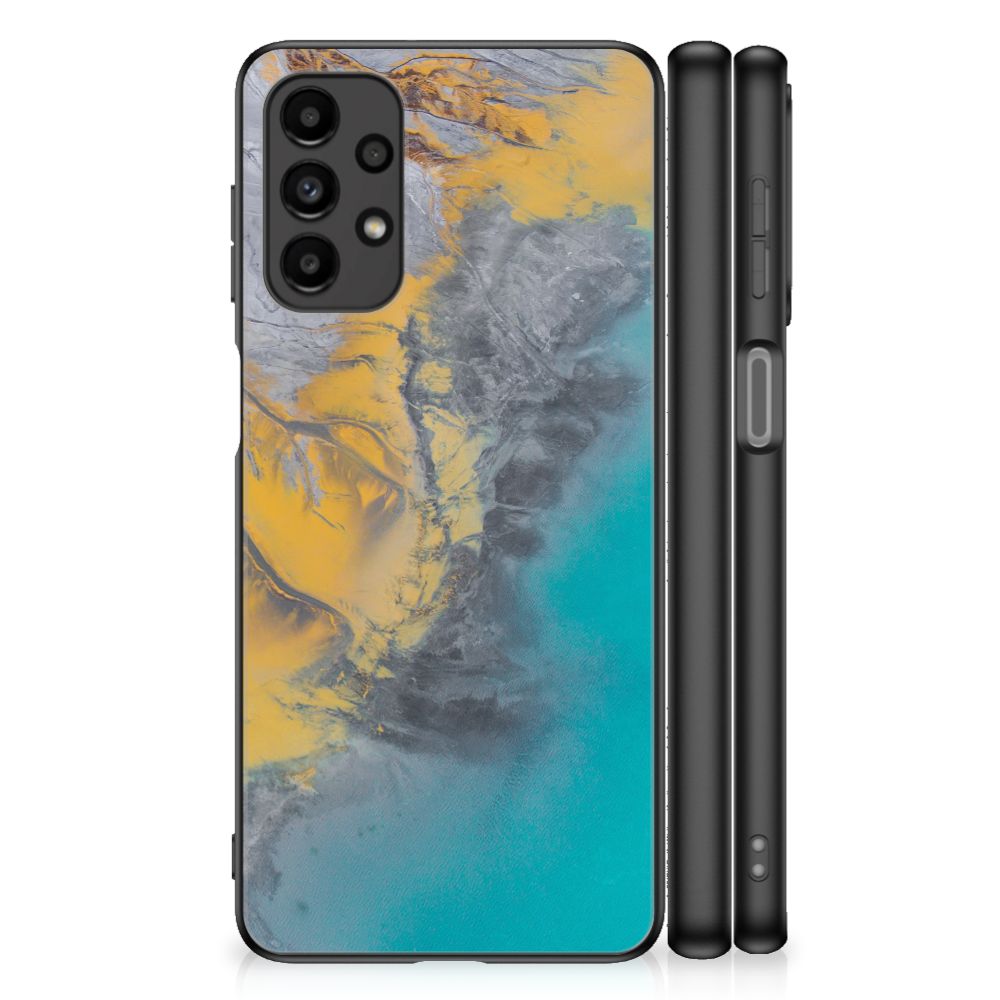 Samsung Galaxy A13 4G Marmeren Print Telefoonhoesje Marble Blue Gold B2C Telecom