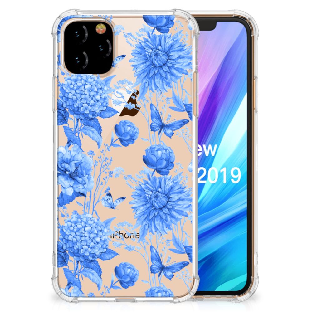 Case voor Apple iPhone 11 Pro Max Flowers Blue
