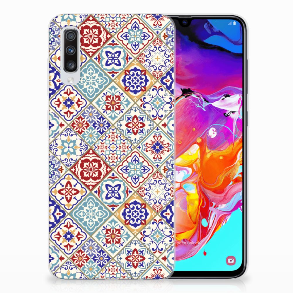 Samsung Galaxy A70 TPU Siliconen Hoesje Tiles Color