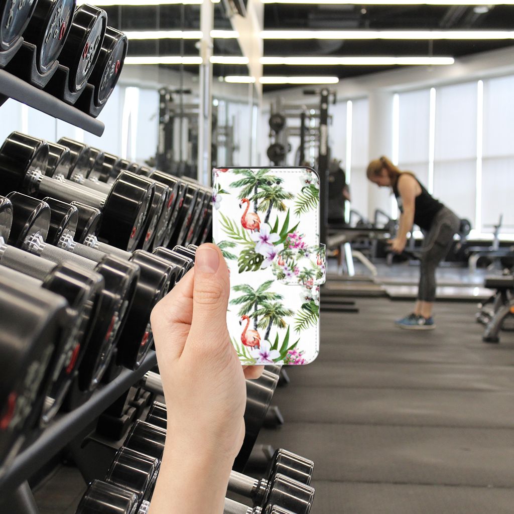 Samsung Galaxy Xcover 3 | Xcover 3 VE Telefoonhoesje met Pasjes Flamingo Palms
