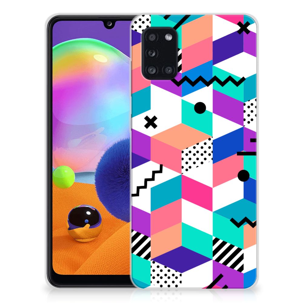 Samsung Galaxy A31 TPU Hoesje Blokken Kleurrijk B2C Telecom