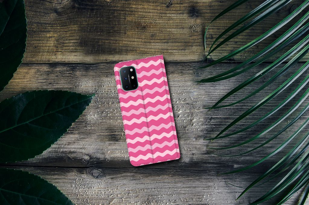 OnePlus 8T Hoesje met Magneet Waves Pink