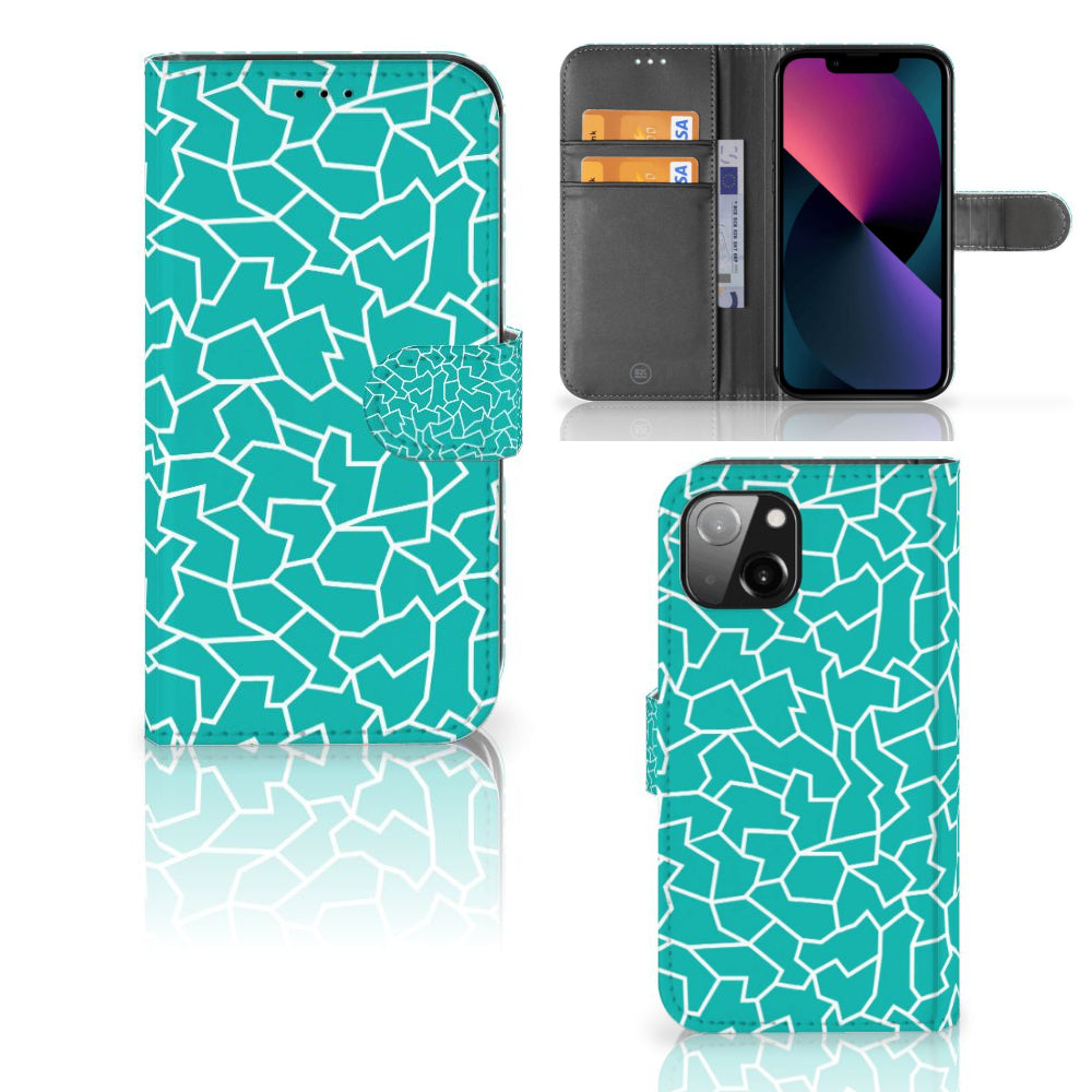 Apple iPhone 13 Hoesje Cracks Blue