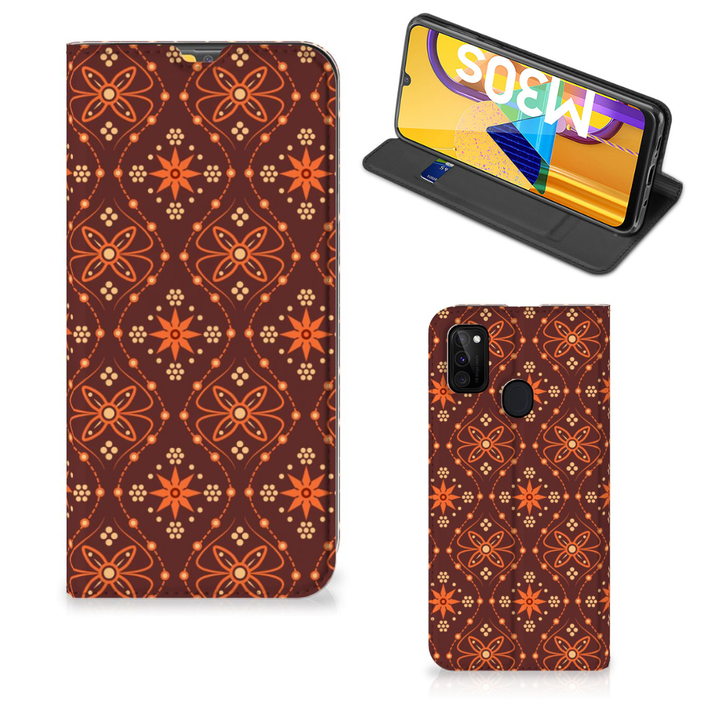 Samsung Galaxy M30s | M21 Hoesje met Magneet Batik Brown - B2C Telecom