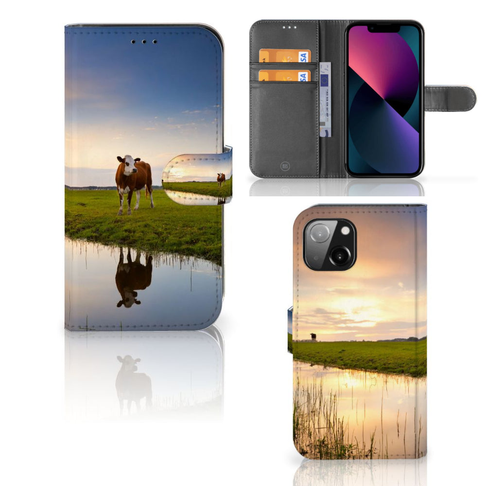 Apple iPhone 13 Telefoonhoesje met Pasjes Koe