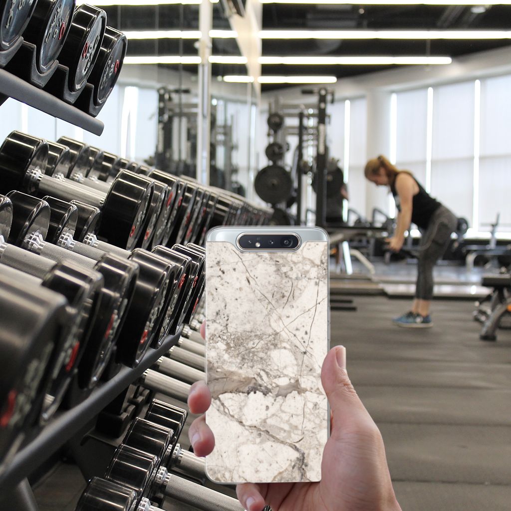 Samsung Galaxy A80 TPU Siliconen Hoesje Marmer Beige