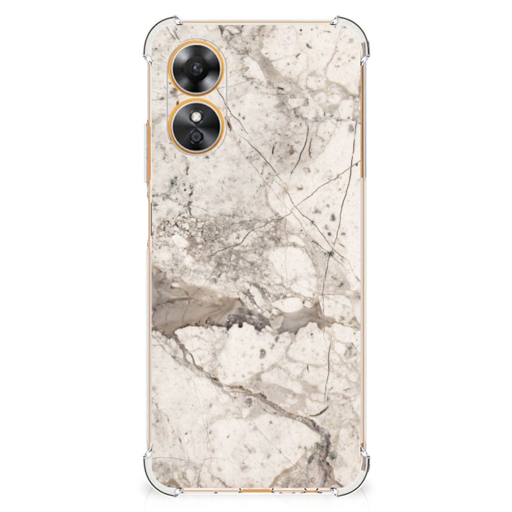 OPPO A17 Anti-Shock Hoesje Marmer Beige