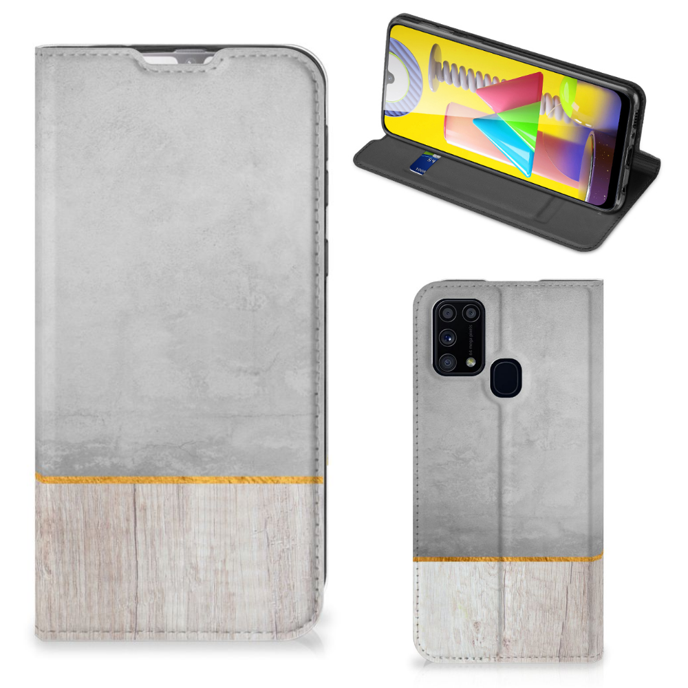 Samsung Galaxy M31 Book Wallet Case Wood Concrete - B2C Telecom