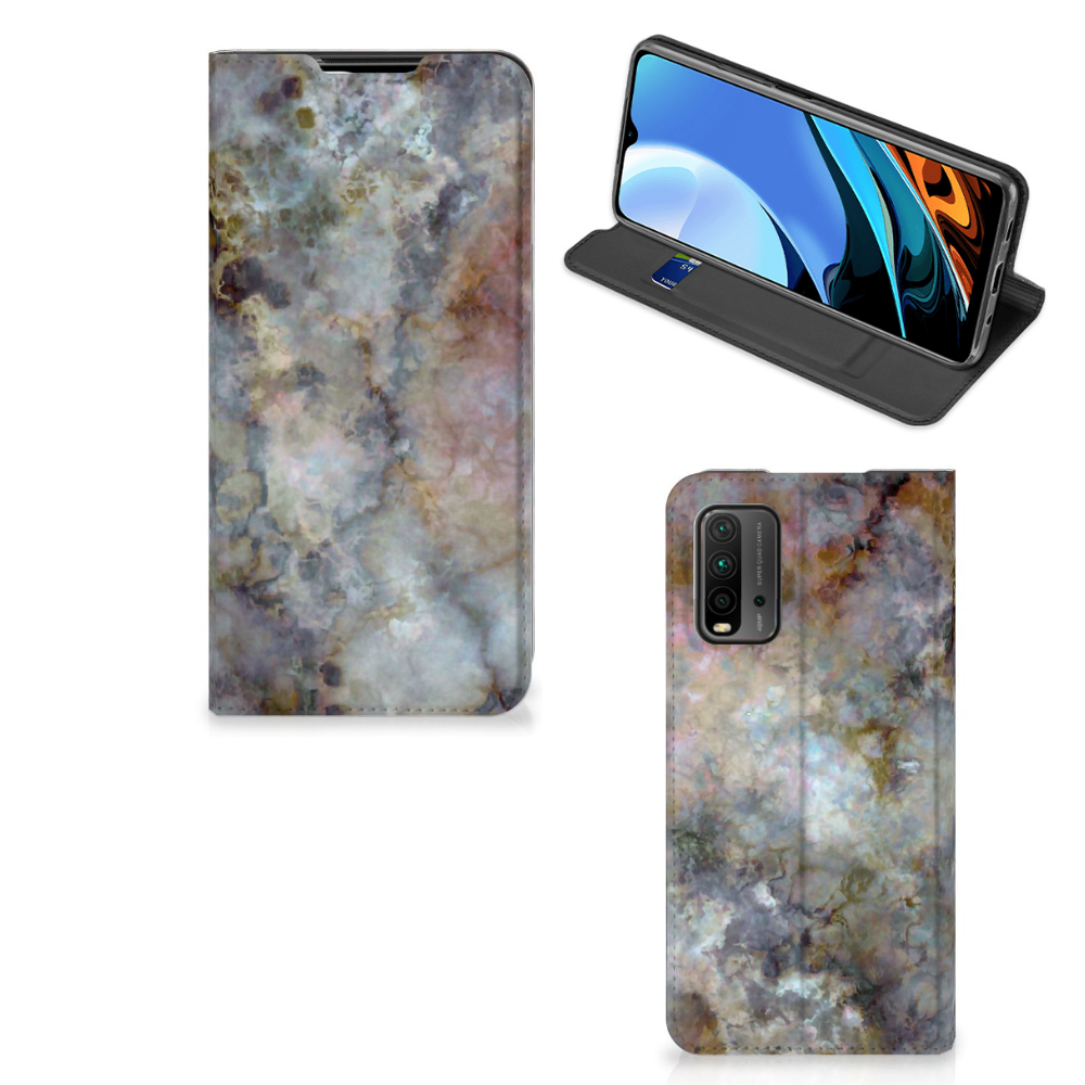 Xiaomi Poco M3 | Redmi 9T Standcase Marmer Grijs - B2C Telecom