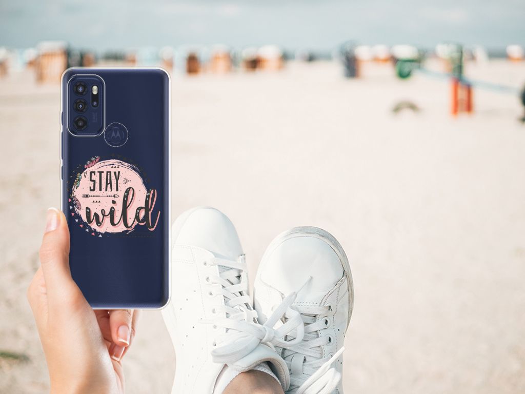 Motorola Moto G60s Telefoonhoesje met Naam Boho Stay Wild B2C Telecom