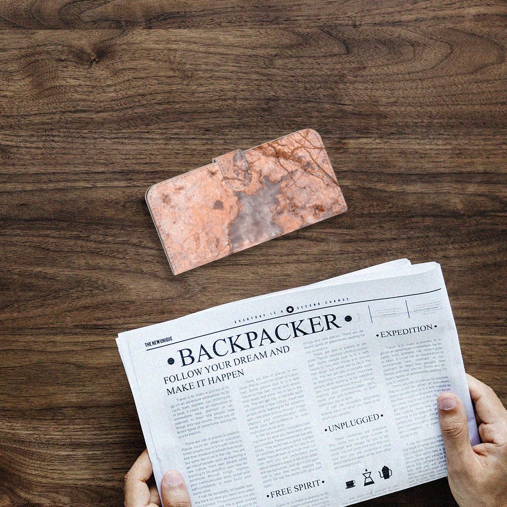 OnePlus 9 Bookcase Marmer Oranje