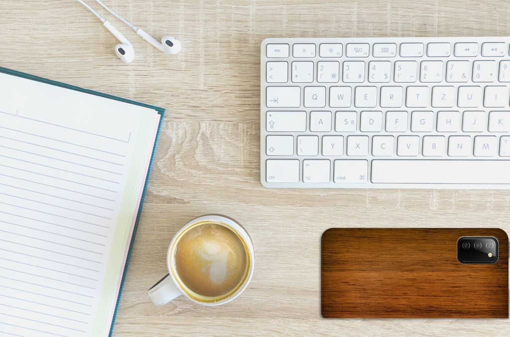 Samsung Galaxy M02s | A02s Book Wallet Case Donker Hout - B2C Telecom