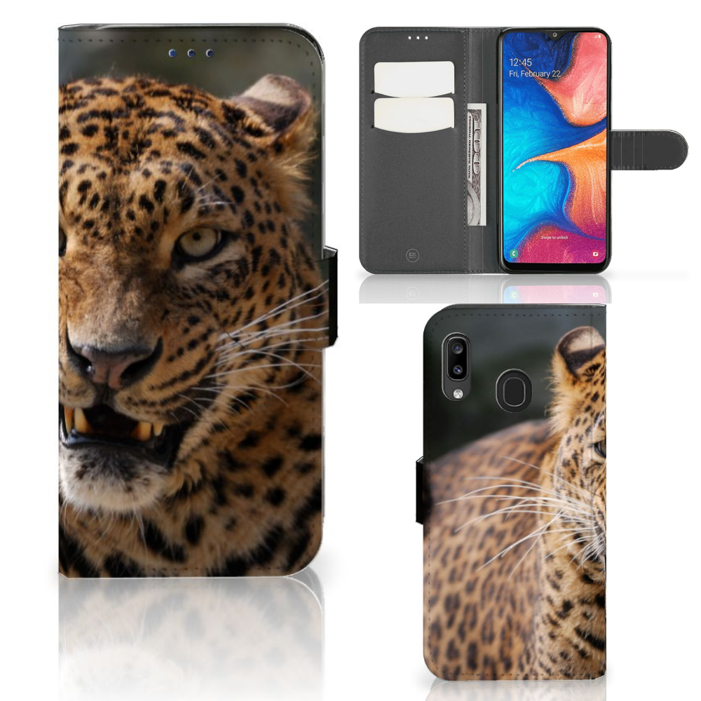Samsung Galaxy A30 Telefoonhoesje met Pasjes Luipaard