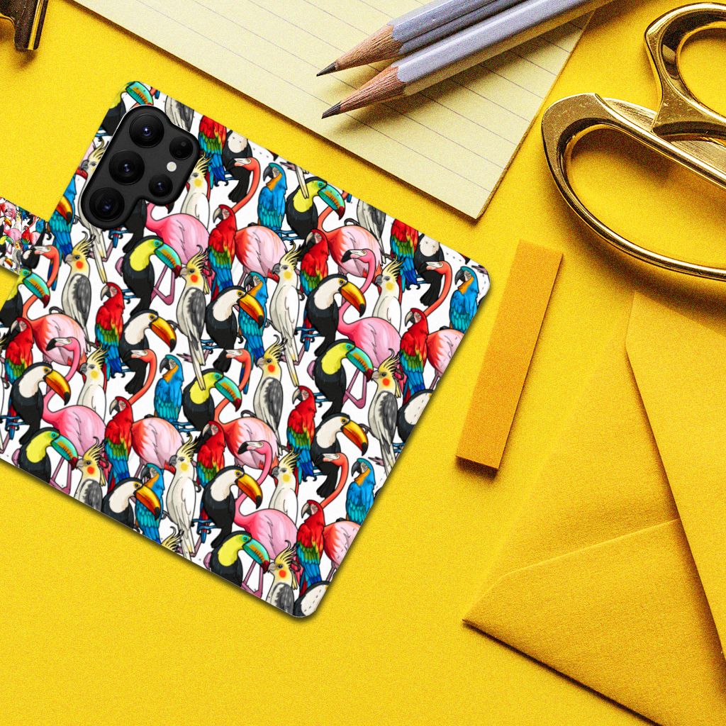 Samsung Galaxy S23 Ultra Telefoonhoesje met Pasjes Birds