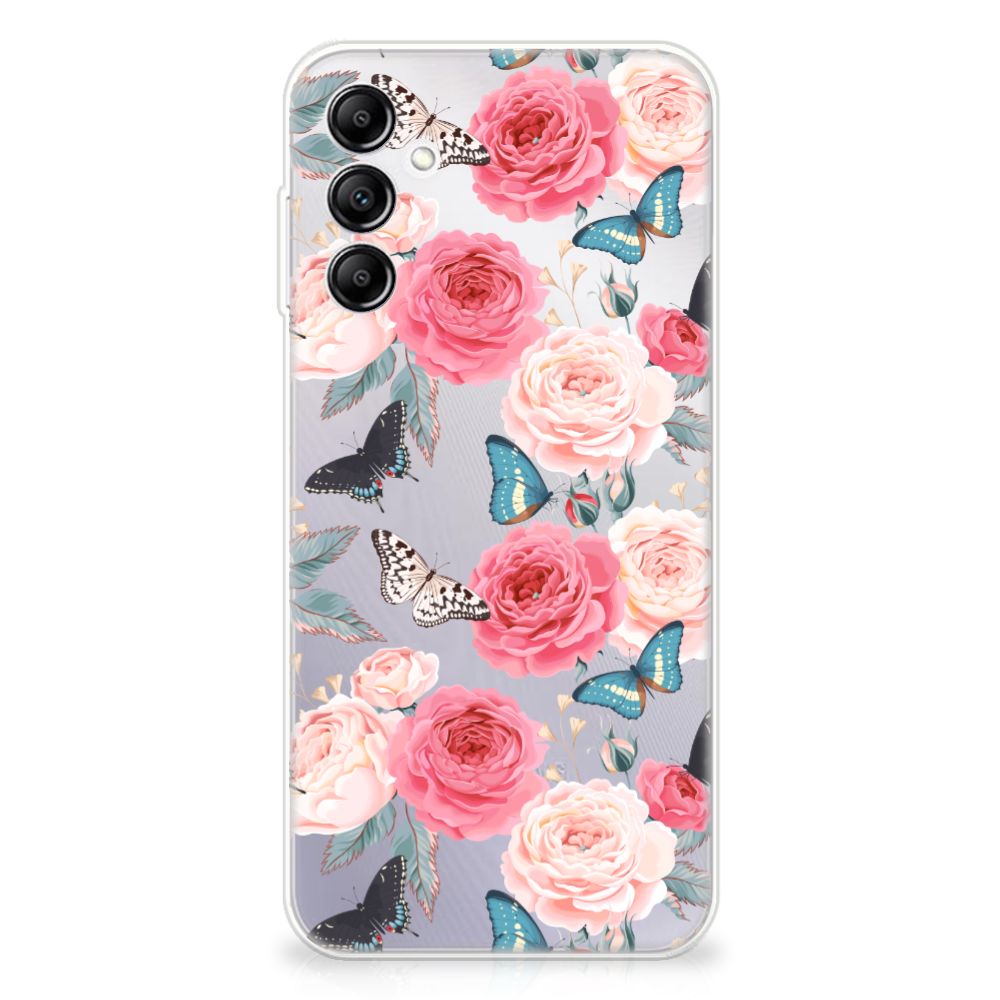 Samsung Galaxy A14 5G TPU Case Butterfly Roses design with pink flowers and butterflies.