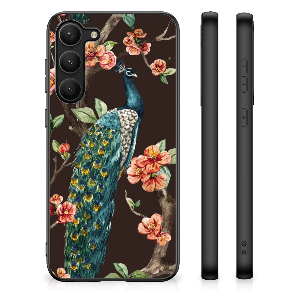 Samsung Galaxy S23 Plus Dierenprint Telefoonhoesje Pauw met Bloemen