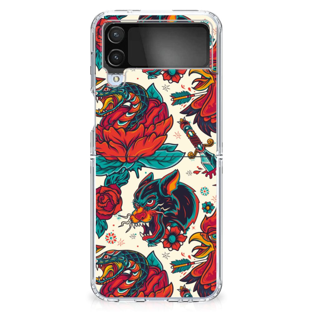 Siliconen Hoesje met foto voor Samsung Galaxy Z Flip 4 Old Skool