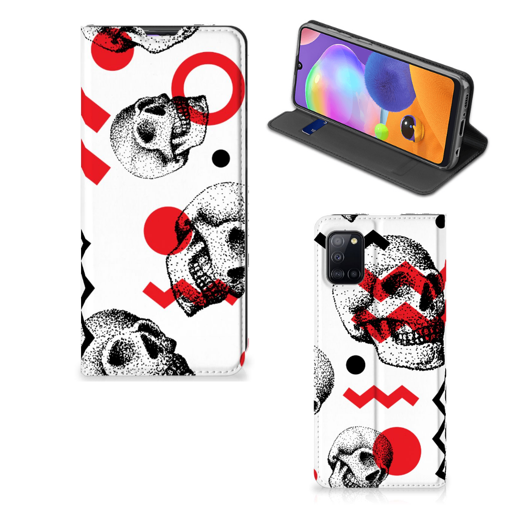Mobiel BookCase Samsung Galaxy A31 Skull Red - B2C Telecom