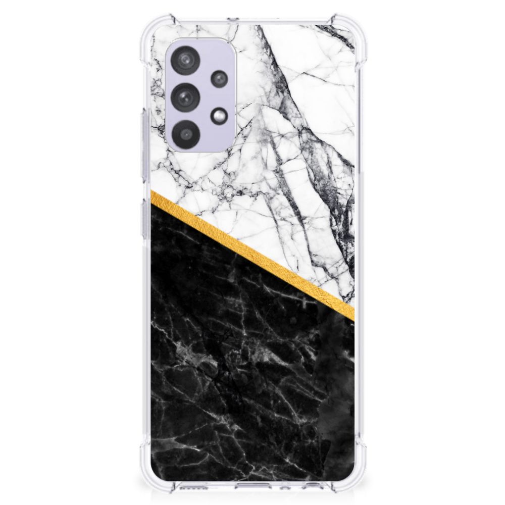 Samsung Galaxy A32 4G | A32 5G Enterprise Editie Anti-Shock Hoesje Marmer Wit Zwart - Origineel Cadeau Man B2C Telecom